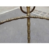 1880′ Guéridon Tripode Décor Bambou en Laiton avec Plateau en marbre Vert Veiné Style Giroux | Biron 1880′ Guéridon Tripode Décor Bambou en Laiton avec Plateau en marbre Vert Veiné Style Giroux