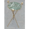 1880′ Guéridon Tripode Décor Bambou en Laiton avec Plateau en marbre Vert Veiné Style Giroux | Biron 1880′ Guéridon Tripode Décor Bambou en Laiton avec Plateau en marbre Vert Veiné Style Giroux