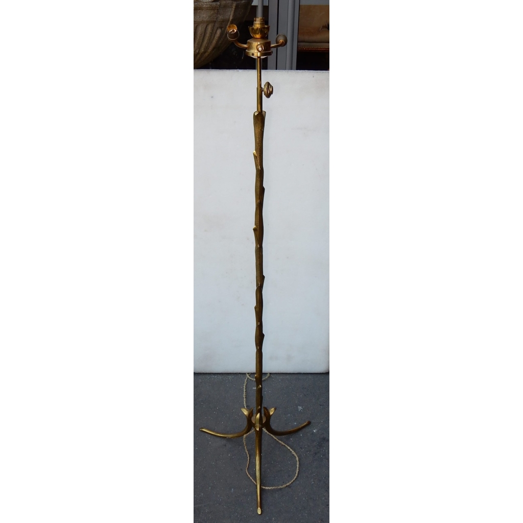 1950/70 Lampadaire en Bronze Doré Maison Charles Modèle Palmier Réglable en Hauteur | Biron 1950/70 Lampadaire en Bronze Doré Maison Charles Modèle Palmier Réglable en Hauteur