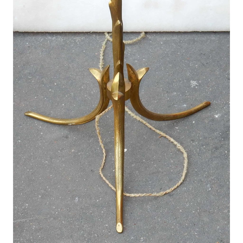 1950/70 Lampadaire en Bronze Doré Maison Charles Modèle Palmier Réglable en Hauteur | Biron 1950/70 Lampadaire en Bronze Doré Maison Charles Modèle Palmier Réglable en Hauteur