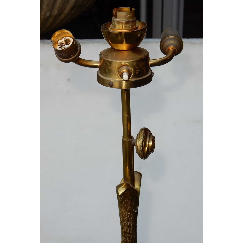 1950/70 Lampadaire en Bronze Doré Maison Charles Modèle Palmier Réglable en Hauteur | Biron 1950/70 Lampadaire en Bronze Doré Maison Charles Modèle Palmier Réglable en Hauteur