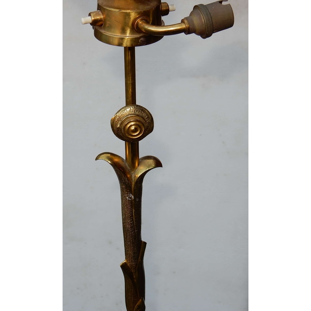 1950/70 Lampadaire en Bronze Doré Maison Charles Modèle Palmier Réglable en Hauteur | Biron 1950/70 Lampadaire en Bronze Doré Maison Charles Modèle Palmier Réglable en Hauteur