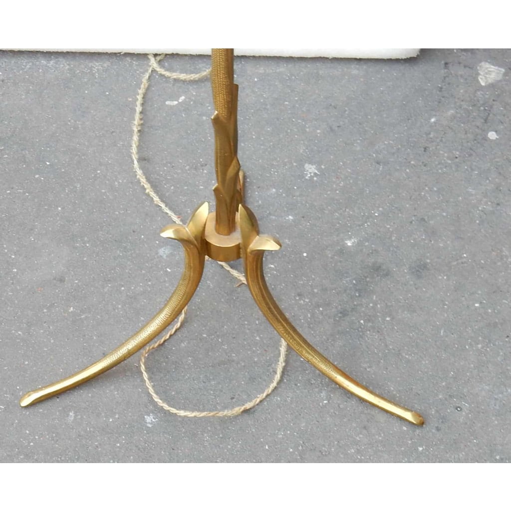 1950/70 Lampadaire en Bronze Doré Maison Charles Modèle Palmier Réglable en Hauteur | Biron 1950/70 Lampadaire en Bronze Doré Maison Charles Modèle Palmier Réglable en Hauteur