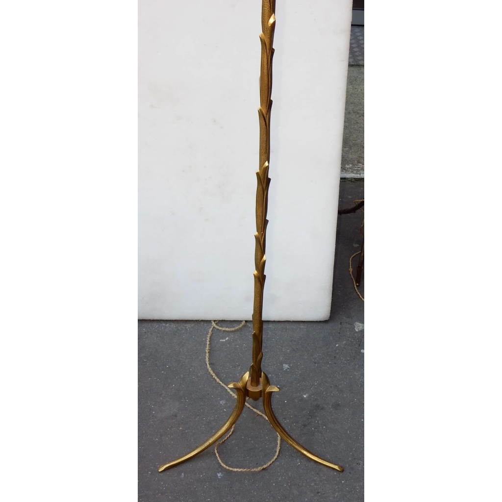 1950/70 Lampadaire en Bronze Doré Maison Charles Modèle Palmier Réglable en Hauteur | Biron 1950/70 Lampadaire en Bronze Doré Maison Charles Modèle Palmier Réglable en Hauteur