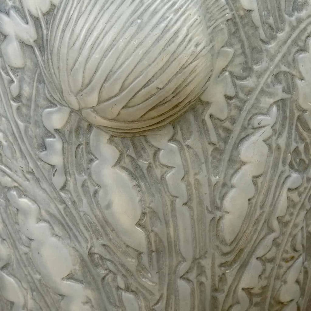 Vase "Domrémy" verre opalescent double-couche patiné gris de René LALIQUE