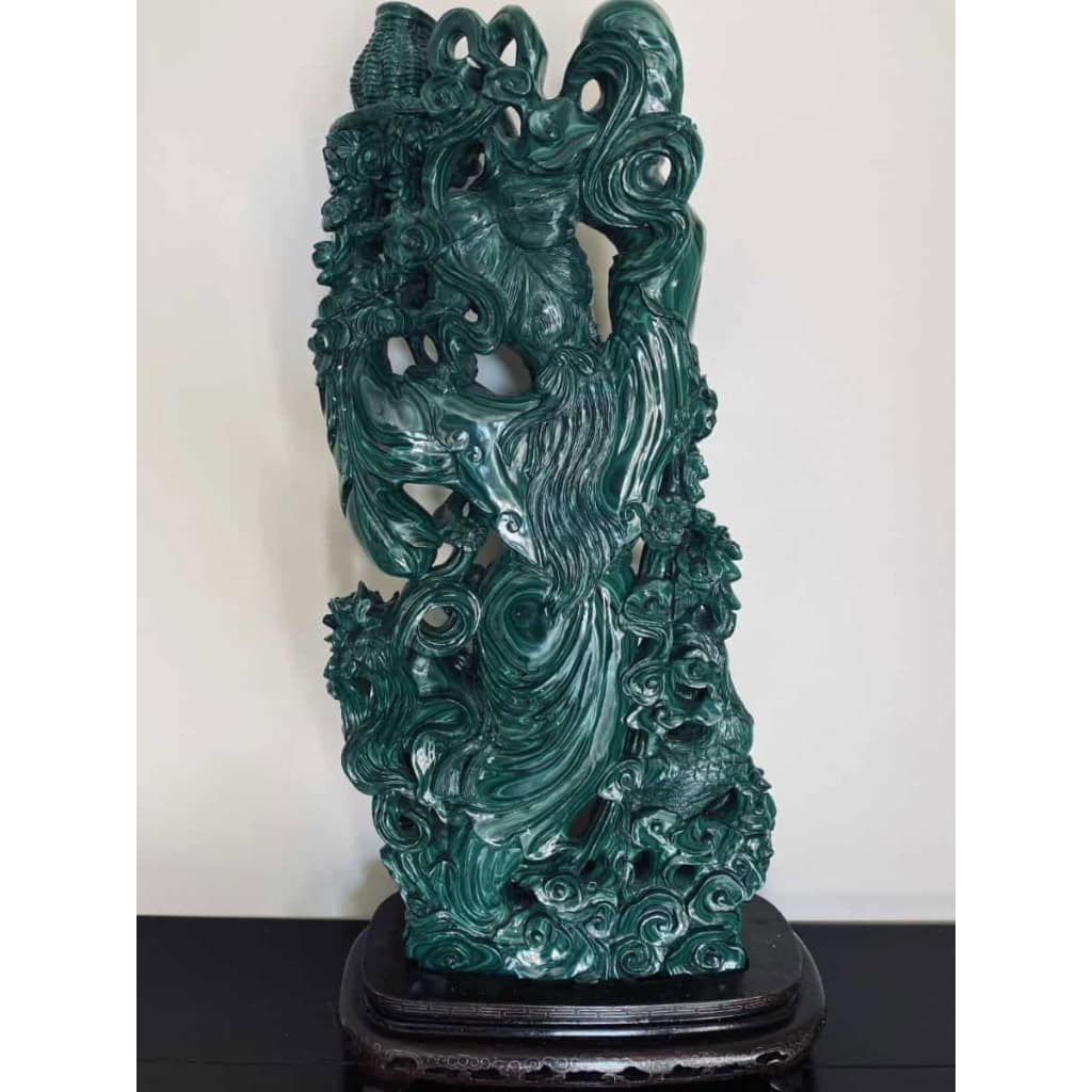 Important Groupe En Malachite Sculpté Représentant La Déesse Du Printemps | Biron Important Groupe En Malachite Sculpté Représentant La Déesse Du Printemps