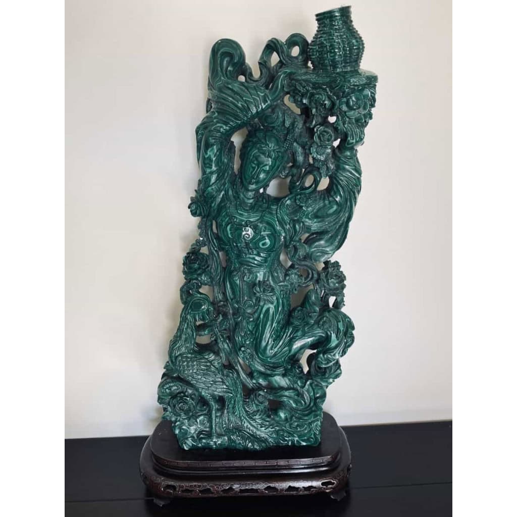 Important Groupe En Malachite Sculpté Représentant La Déesse Du Printemps | Biron Important Groupe En Malachite Sculpté Représentant La Déesse Du Printemps
