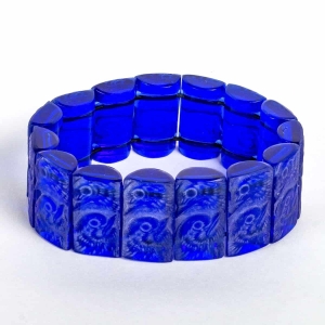 Bracelet « Poussins » verre bleu cobalt patiné blanc de René LALIQUE | Biron ||||