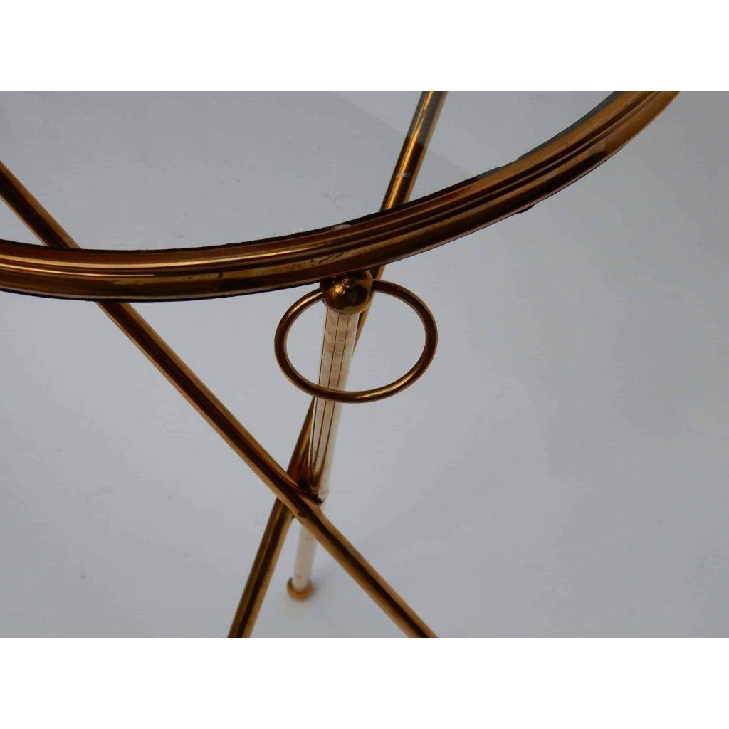 1950/70′ Guéridon Tripode Jacques Adnet en Laiton avec Plateau en Verre | Biron 1950/70' Guéridon Tripode Jacques Adnet en Laiton avec Plateau en Verre