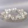 Service « Jaffa » verre blanc 9 Pièces (1 Plateau – 8 Coupes) de René LALIQUE | Biron |||||||||