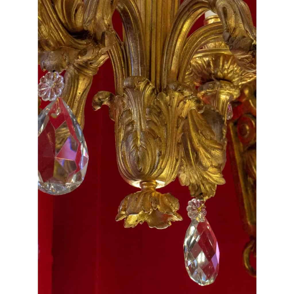 Lustre en bronze, époque Louis XVI à six bras de lumières, XIXème siècle