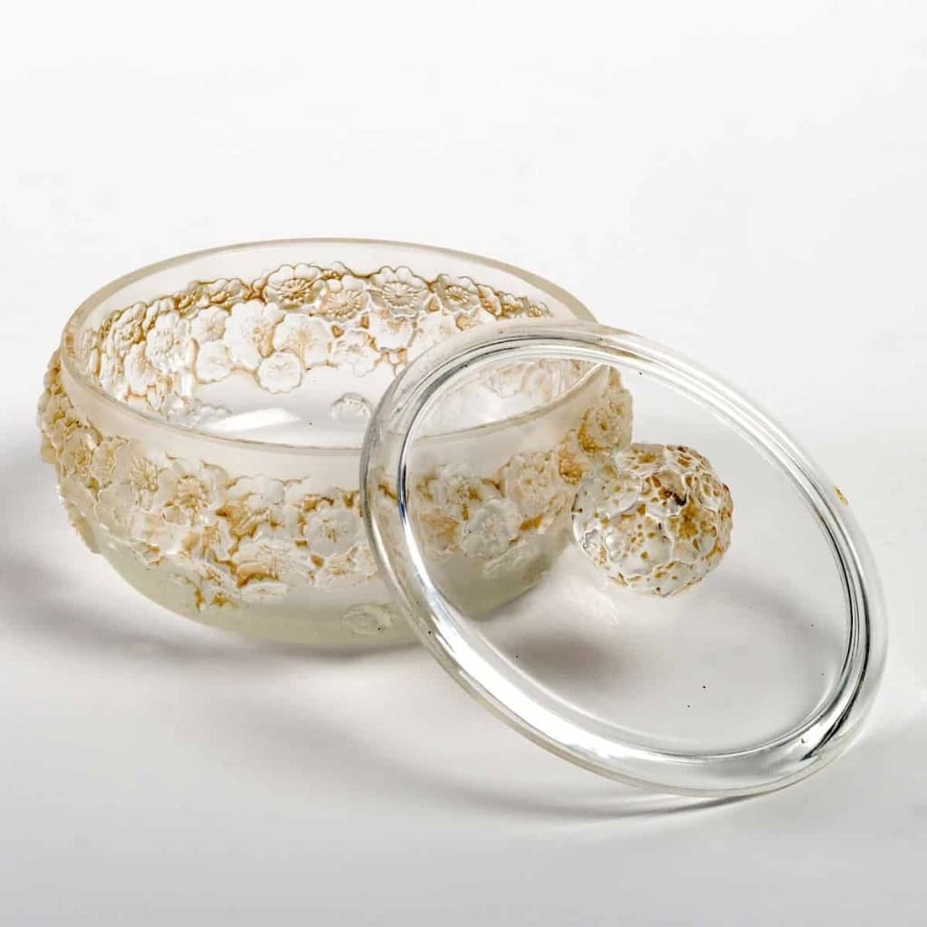 Boîte "Primevères" verre blanc de René LALIQUE