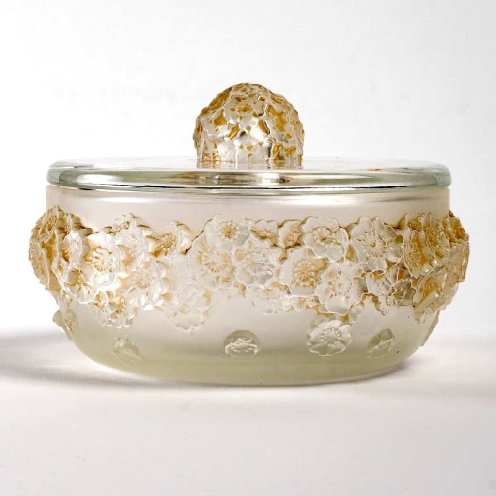 Boîte "Primevères" verre blanc de René LALIQUE