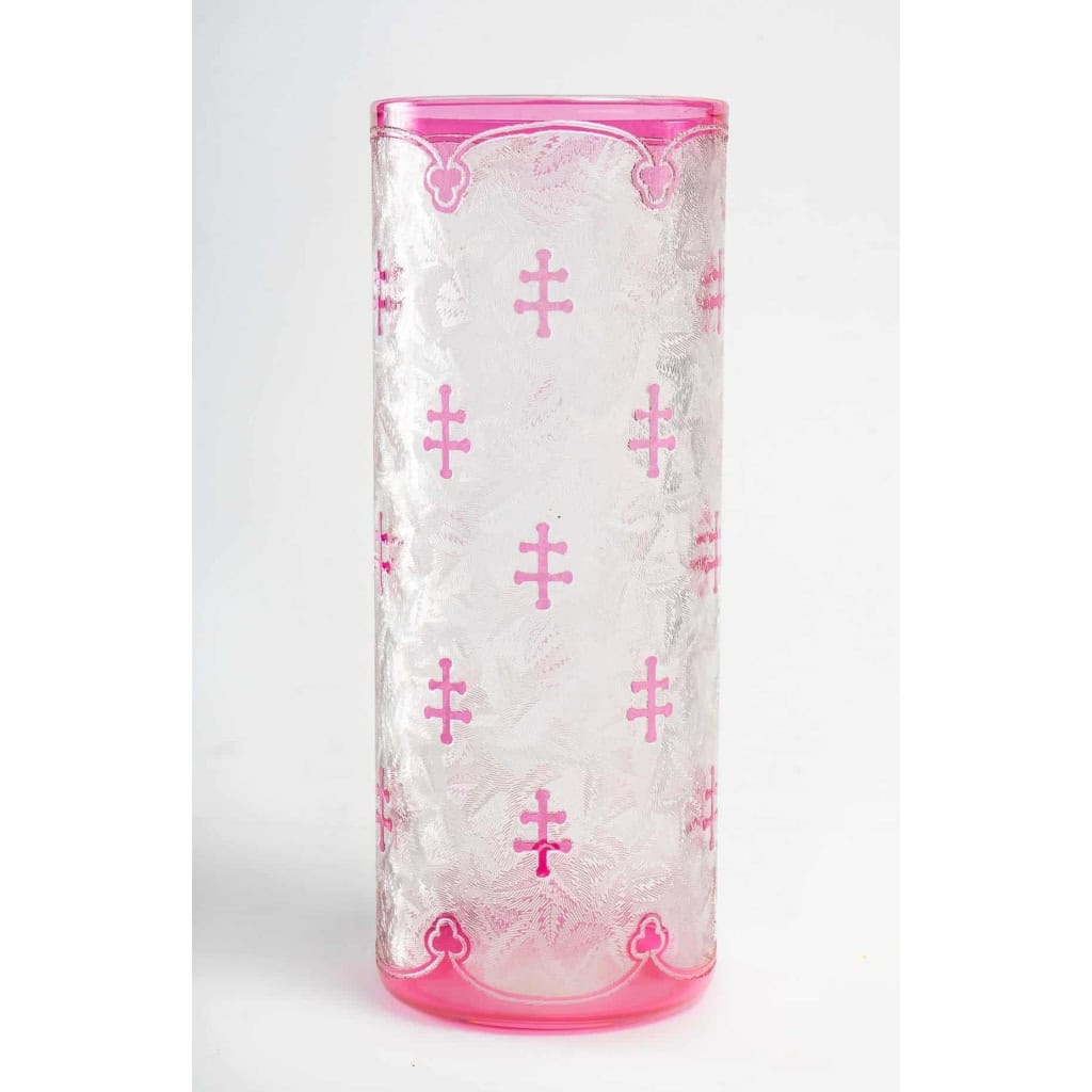 Baccarat, Vase Tube Aux Croix De Lorraine