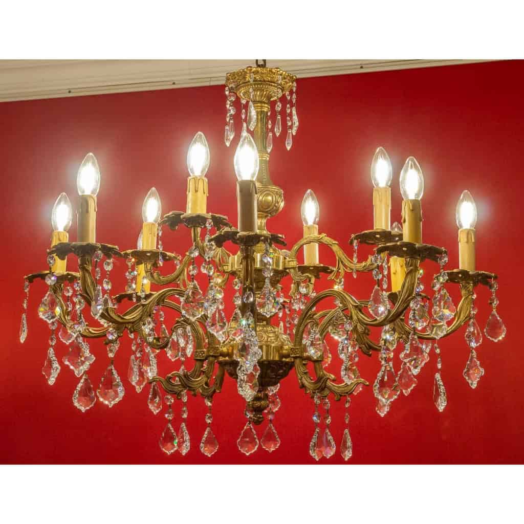 Lustre en bronze à 12 lumières, Louis XV, début XXème siècle | Biron |||||||