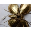 1970′ Applique Papillon en Bronze ou Laiton, 4 Ampoules, Ailes d’Agate : 53 X H50 cm