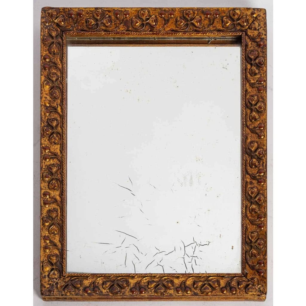 Petit miroir en bois et stuc ou décor de trèfle | Biron |||||