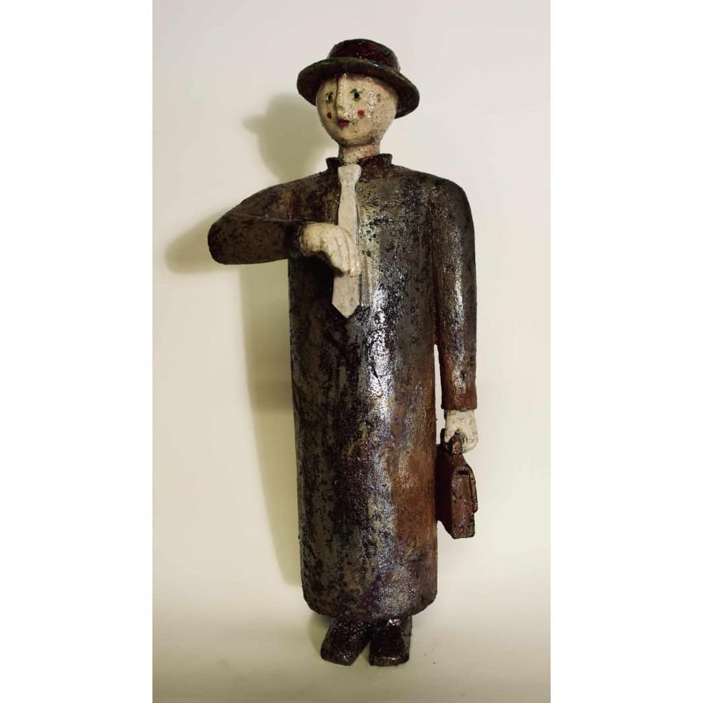 Sculpture en raku par CLEM – l’homme d’affaire | Biron ||