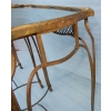 1950′ Paire De Tables d’Appoint Maison Baguès Fer Forgé Dorée à l’Or Plateaux Miroirs Oxydés Vieillis