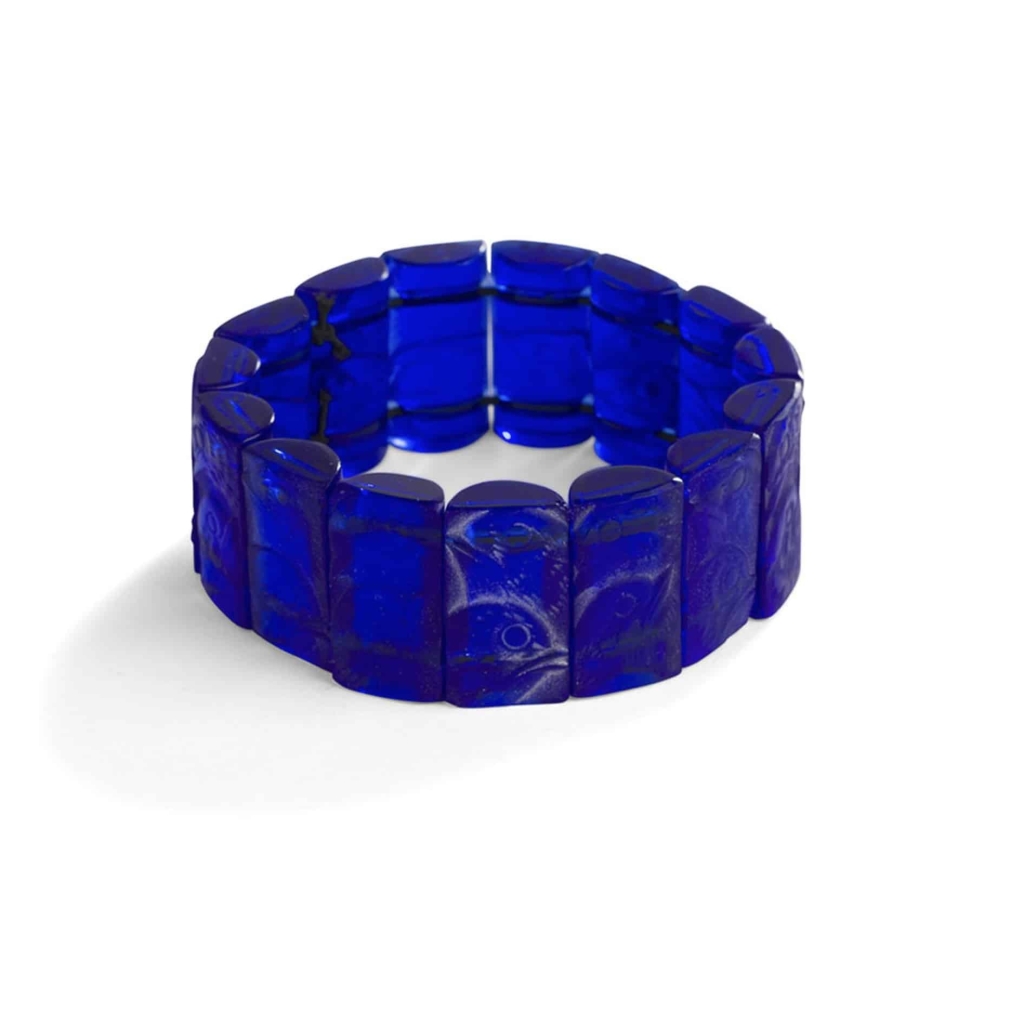 René Lalique :Bracelet « Poussins » verre bleu cobalt 2
