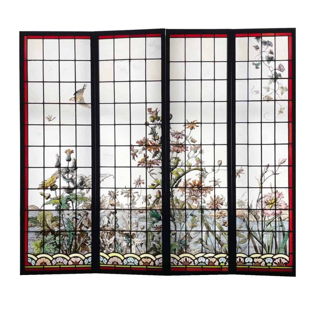 Série de 4 vitraux aux dahlias | Biron |||||||||
