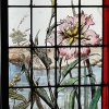 Série de 4 vitraux aux dahlias | Biron Série de 4 vitraux aux dahlias