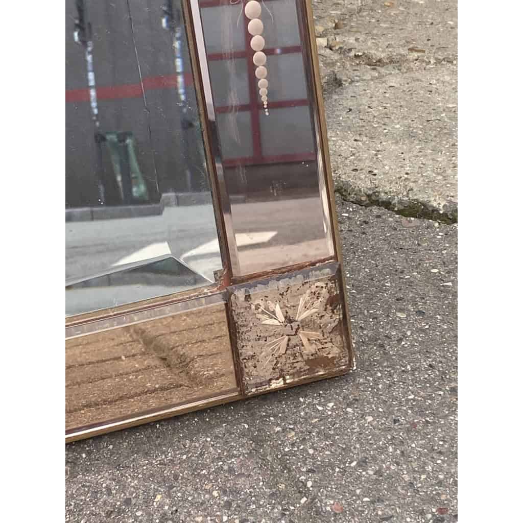 1950/70′ Miroir Rectangulaire de Venise Couleur Cuivrée avec Cabochons Carrés 83 X 143 cm 6