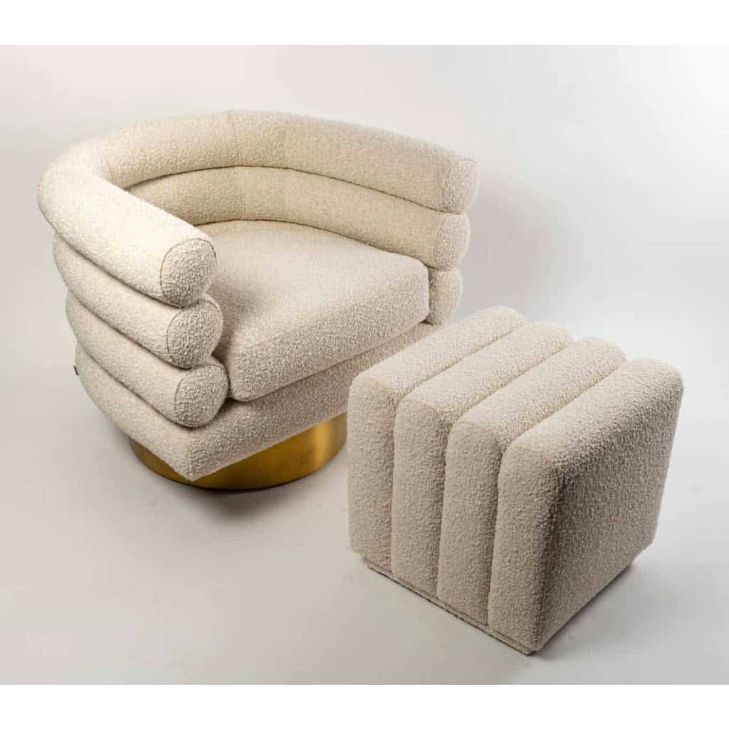 Pouf Sidney bouclé crème | Biron Pouf Sidney bouclé crème