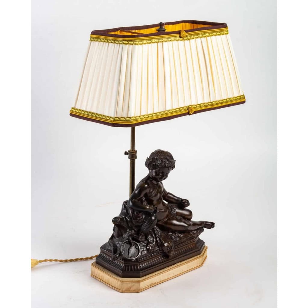 Bronze à patine brune du XIXème siècle, monté en lampe, époque Napoléon III