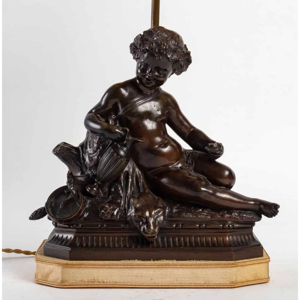 Bronze à patine brune du XIXème siècle, monté en lampe, époque Napoléon III