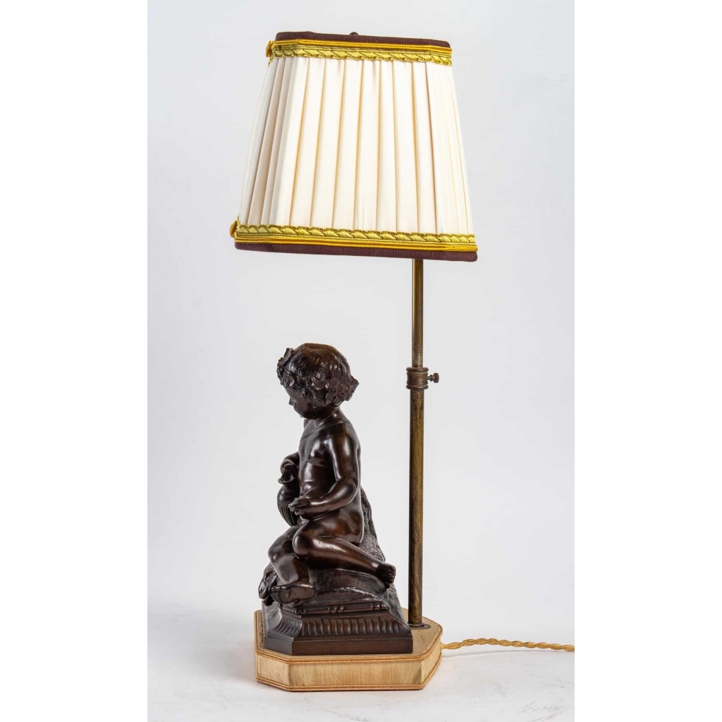 Bronze à patine brune du XIXème siècle, monté en lampe, époque Napoléon III