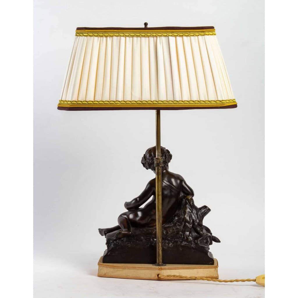 Bronze à patine brune du XIXème siècle, monté en lampe, époque Napoléon III