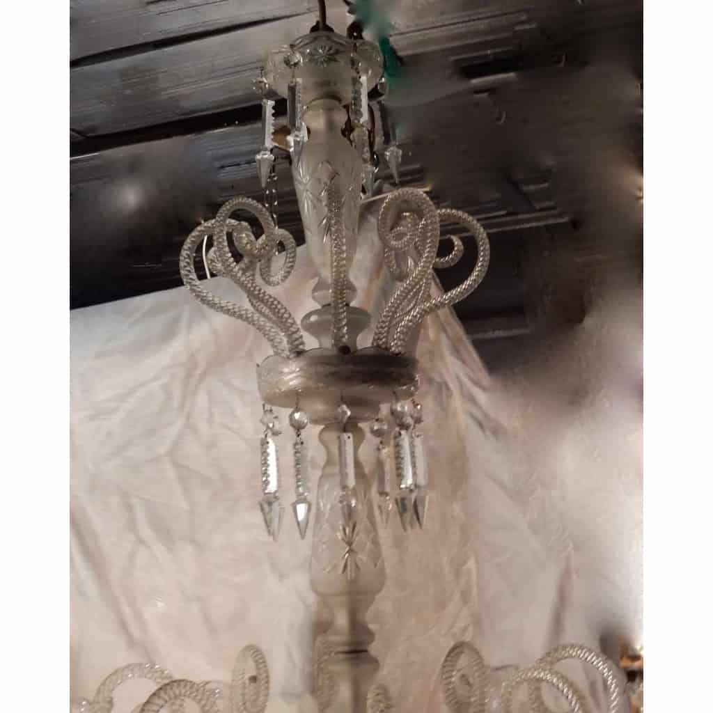 1880/1900 Lustre Baccarat 8 Bras Avec Photophores et 4 Avec Tulipes H 120 x D 80 cm