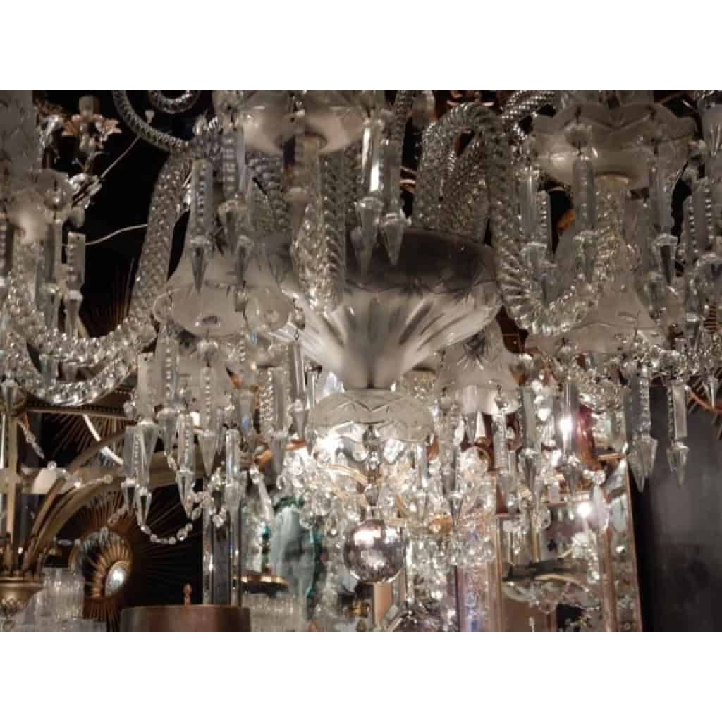 1880/1900 Lustre Baccarat 8 Bras Avec Photophores et 4 Avec Tulipes H 120 x D 80 cm