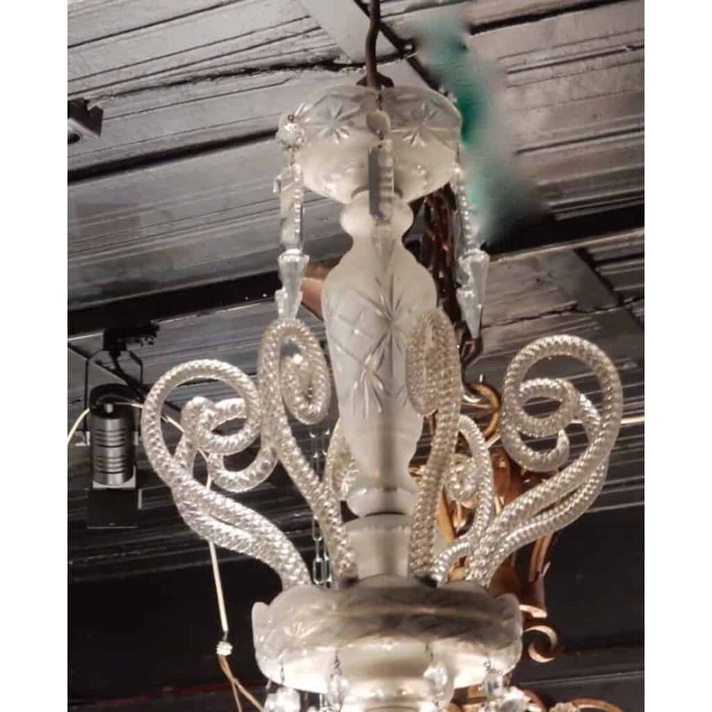 1880/1900 Lustre Baccarat 8 Bras Avec Photophores et 4 Avec Tulipes H 120 x D 80 cm