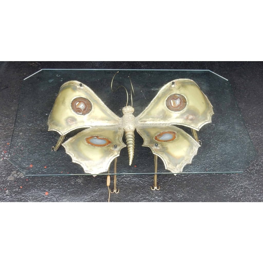1970′ Table Basse Papillon Éclairante DLG de Duval Brasseur ou Isabelle Faure Pour Honoré de Paris 125 X 80 cm | Biron 1970′ Table Basse Papillon Éclairante DLG de Duval Brasseur ou Isabelle Faure Pour Honoré de Paris 125 X 80 cm