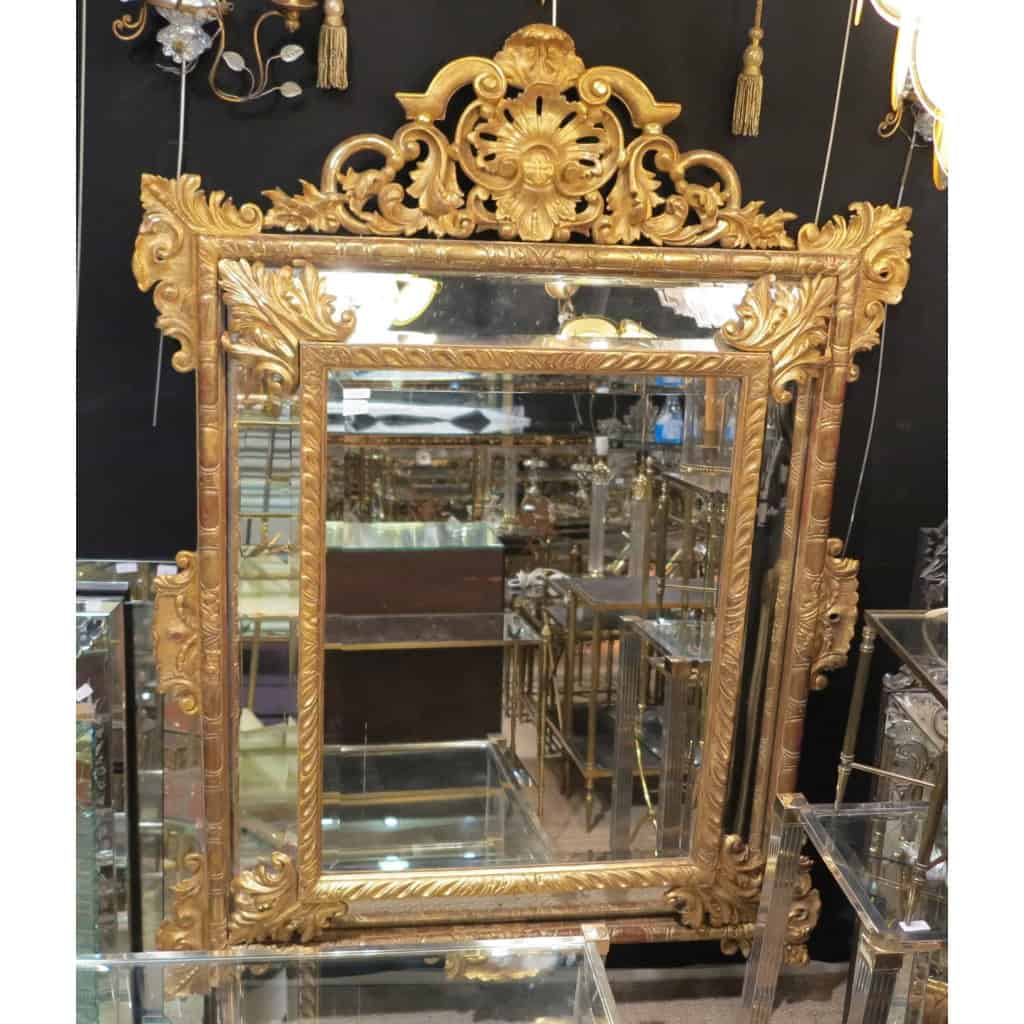 1880′ Miroir à Fronton style Louis XIV à Parecloses Doré à l’Or 169 x127 cm | Biron |||||||||