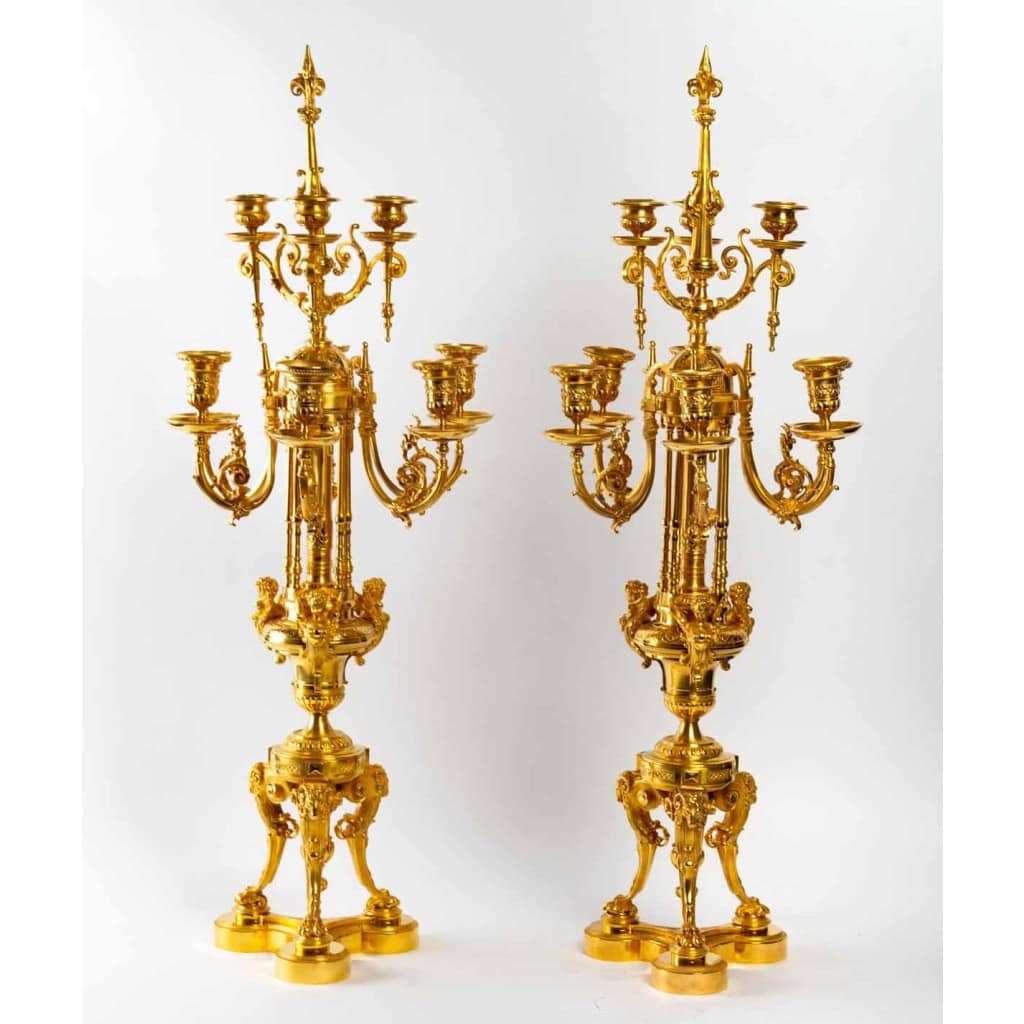 Paire de candélabre Napoléon III, bronze doré | Biron |||||||
