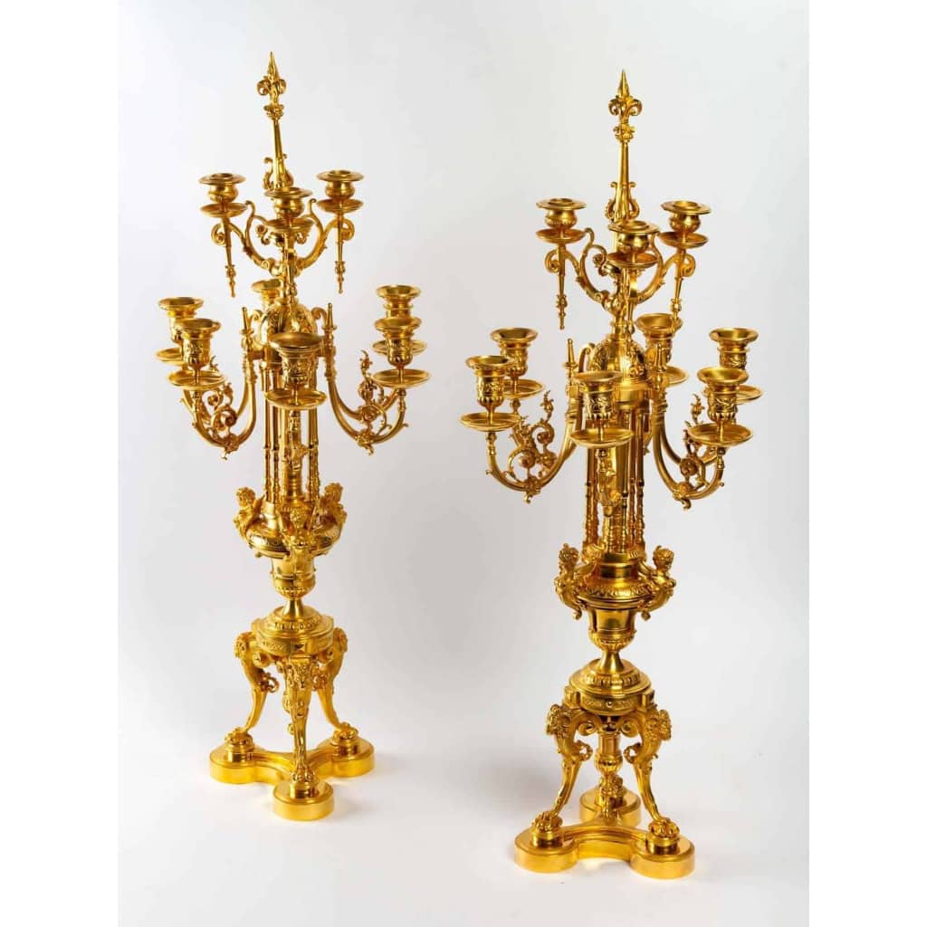 Paire de candélabre Napoléon III, bronze doré | Biron Paire de candélabre Napoléon III, bronze doré