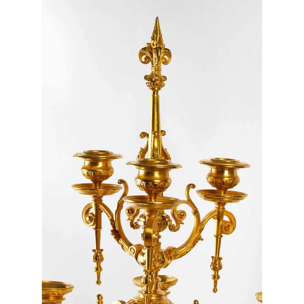 Paire de candélabre Napoléon III, bronze doré | Biron Paire de candélabre Napoléon III, bronze doré