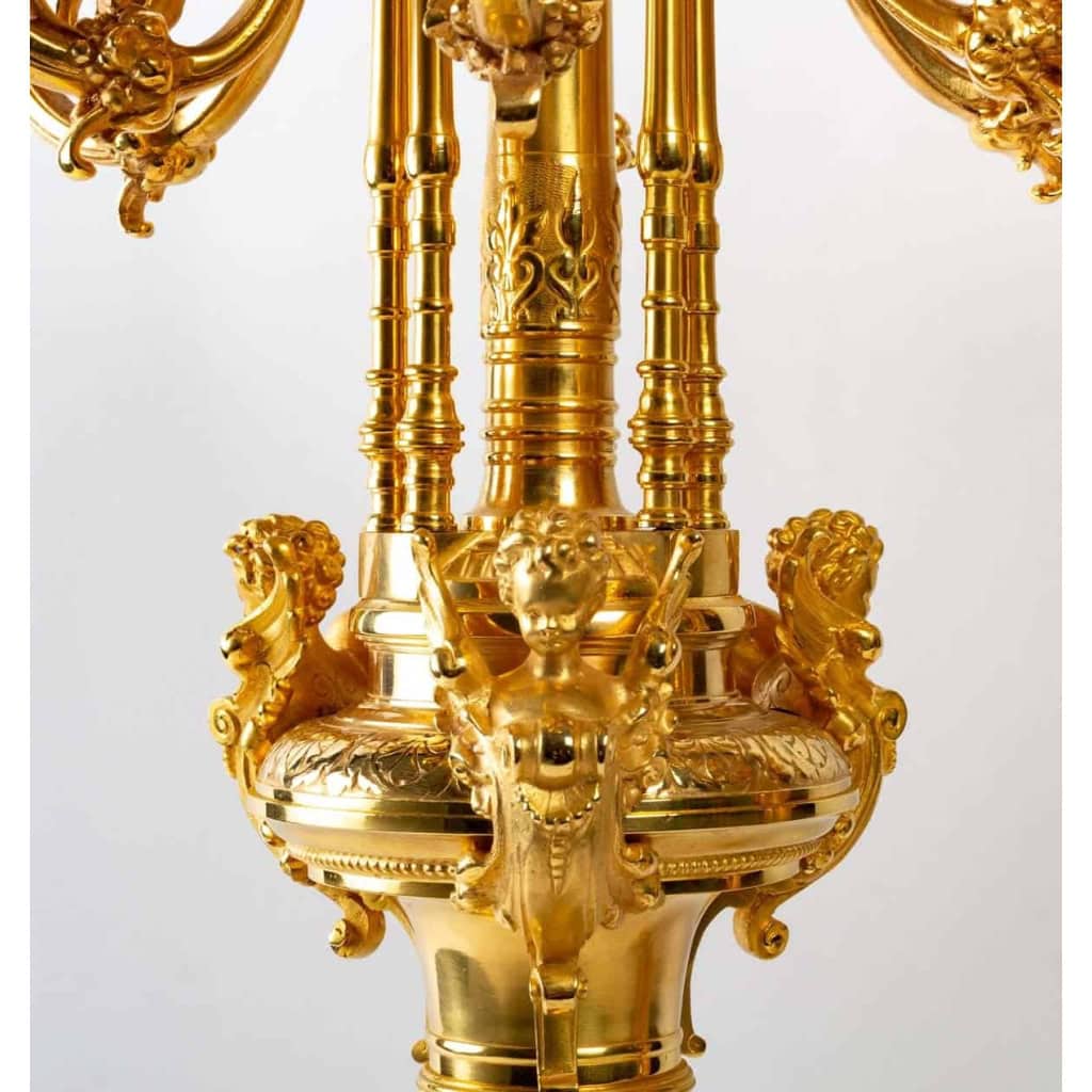 Paire de candélabre Napoléon III, bronze doré | Biron Paire de candélabre Napoléon III, bronze doré