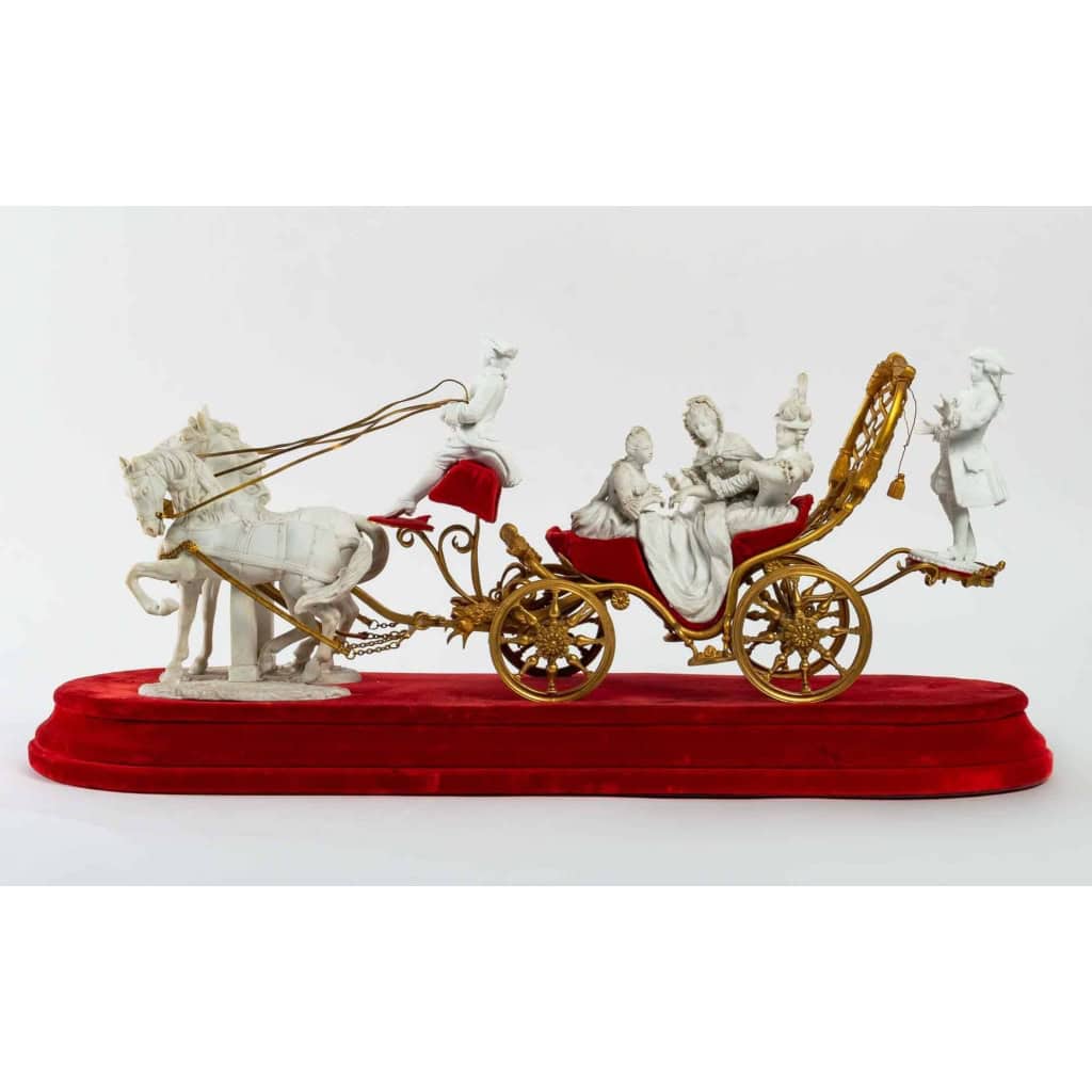 Groupe en biscuit et bronze fin XIXème | Biron Groupe en biscuit et bronze fin XIXème