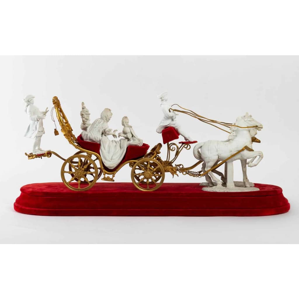 Groupe en biscuit et bronze fin XIXème | Biron Groupe en biscuit et bronze fin XIXème