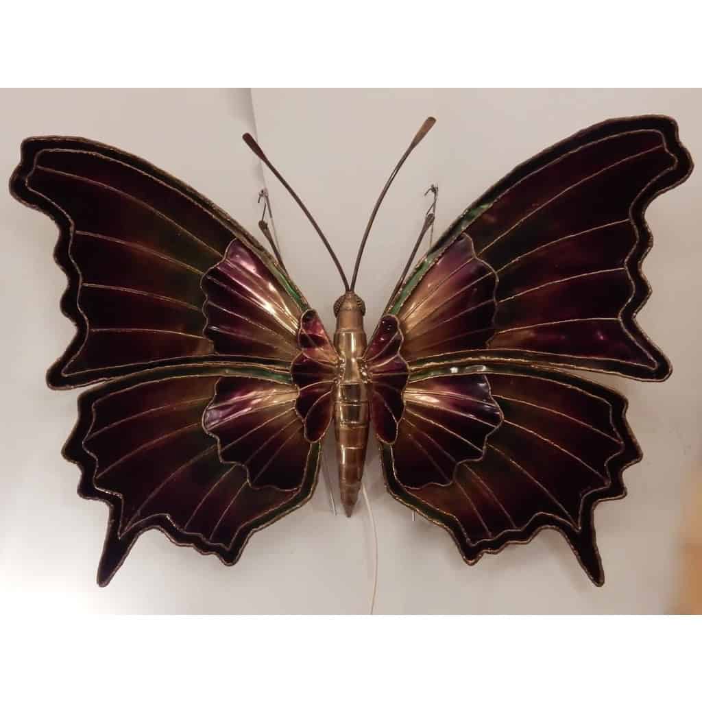1970′ Applique Ou Plafonnier Papillon Éclairante Style Duval Brasseur ou Isabelle Faure Pour Honoré de Paris, Envergure | Biron ||||||||