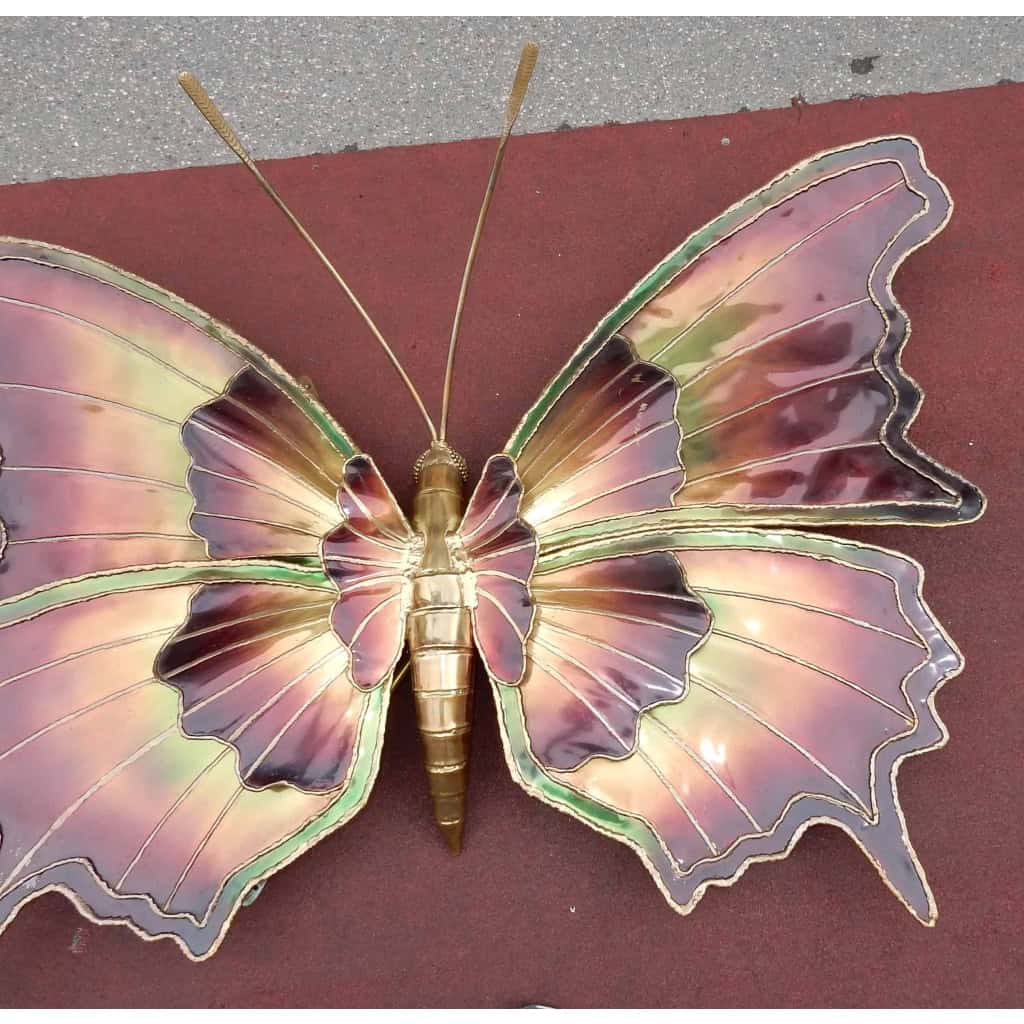 1970′ Applique Ou Plafonnier Papillon Éclairante Style Duval Brasseur ou Isabelle Faure Pour Honoré de Paris, Envergure | Biron 1970′ Applique Ou Plafonnier Papillon Éclairante Style Duval Brasseur ou Isabelle Faure Pour Honoré de Paris, Envergure