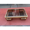 1970′ Table Basse Rectangulaire Guy Lefevre En Laiton Et Vitres Fumées 130 x 80 cm