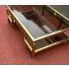 1970′ Table Basse Rectangulaire Guy Lefevre En Laiton Et Vitres Fumées 130 x 80 cm