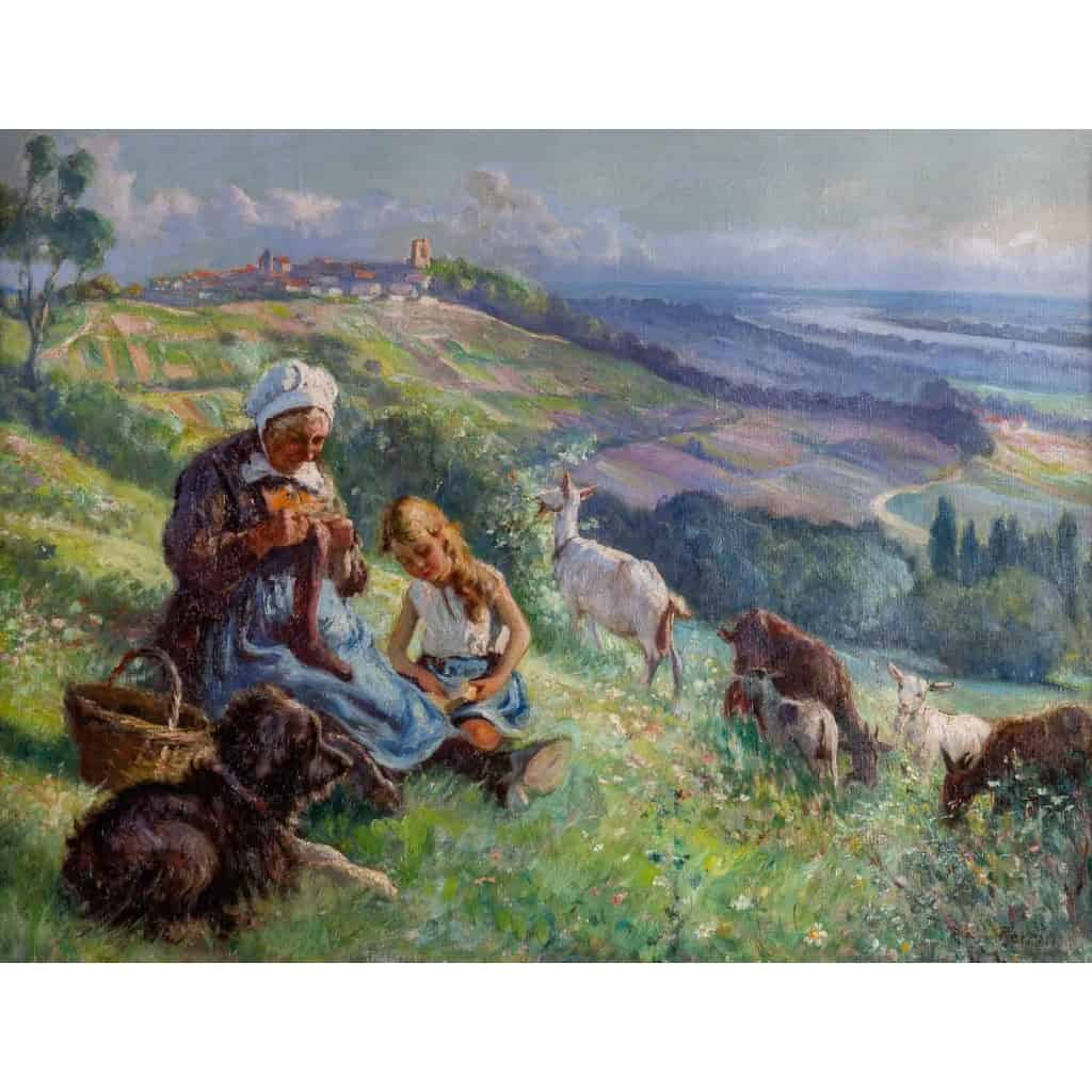 Huile sur toile représentant une scène pastorale. Signée en bas à droite H. PERRIN | Biron Huile sur toile représentant une scène pastorale. Signée en bas à droite H. PERRIN