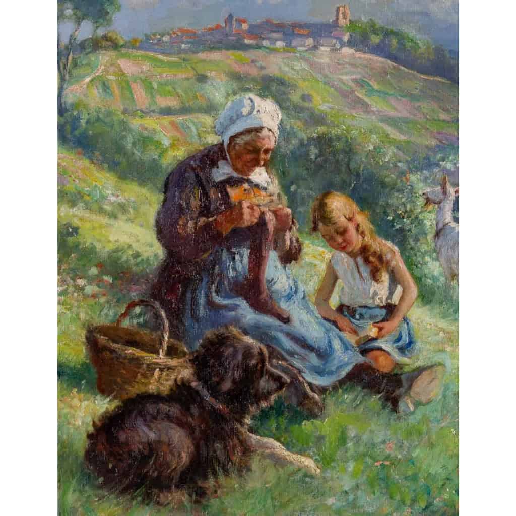 Huile sur toile représentant une scène pastorale. Signée en bas à droite H. PERRIN | Biron Huile sur toile représentant une scène pastorale. Signée en bas à droite H. PERRIN