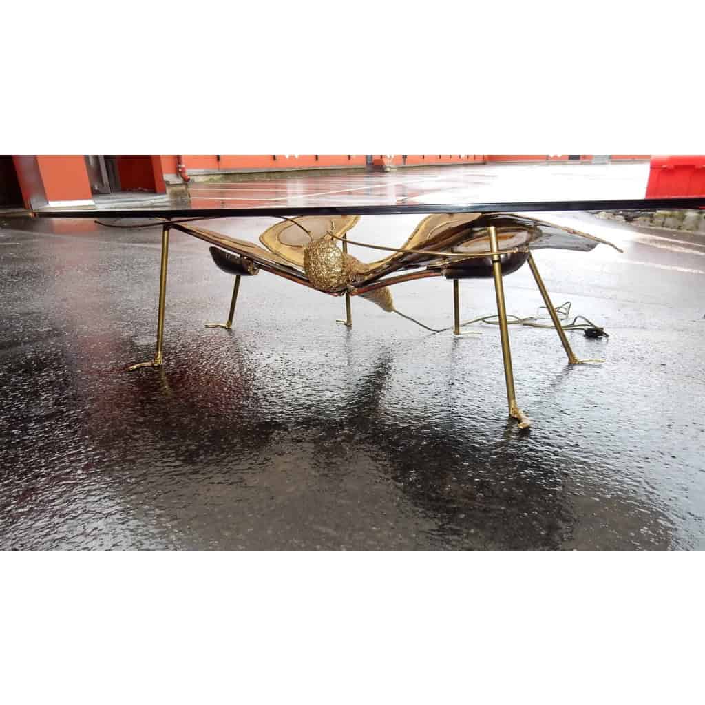 1970′ Table Basse Papillon Éclairante DLG de Duval Brasseur ou Isabelle Faure Pour Honoré de Paris 139 X 80 cm | Biron 1970′ Table Basse Papillon Éclairante DLG de Duval Brasseur ou Isabelle Faure Pour Honoré de Paris 139 X 80 cm